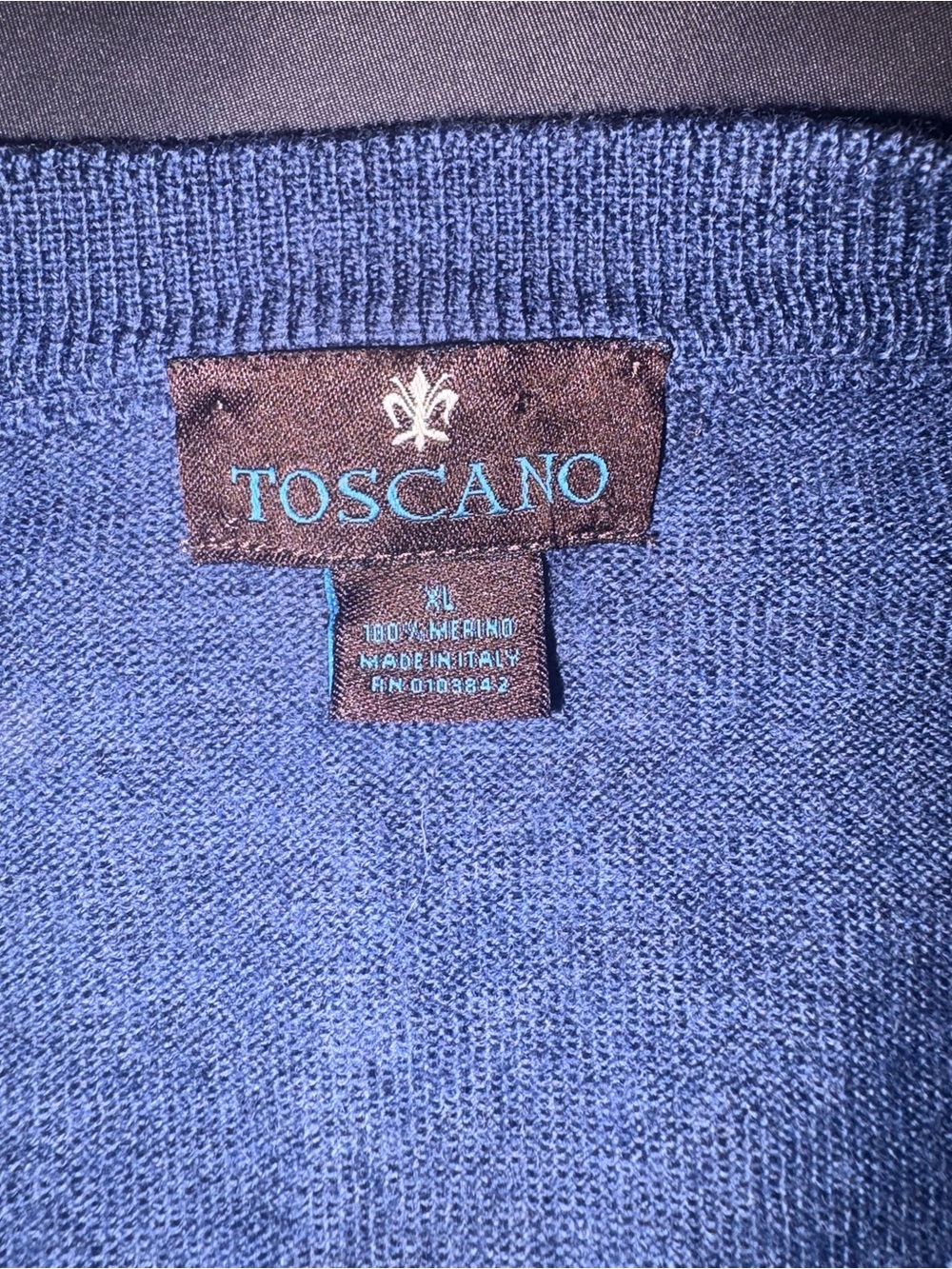 Toscano Men's V-Neck Merino Wool Sweater — Deep Blue